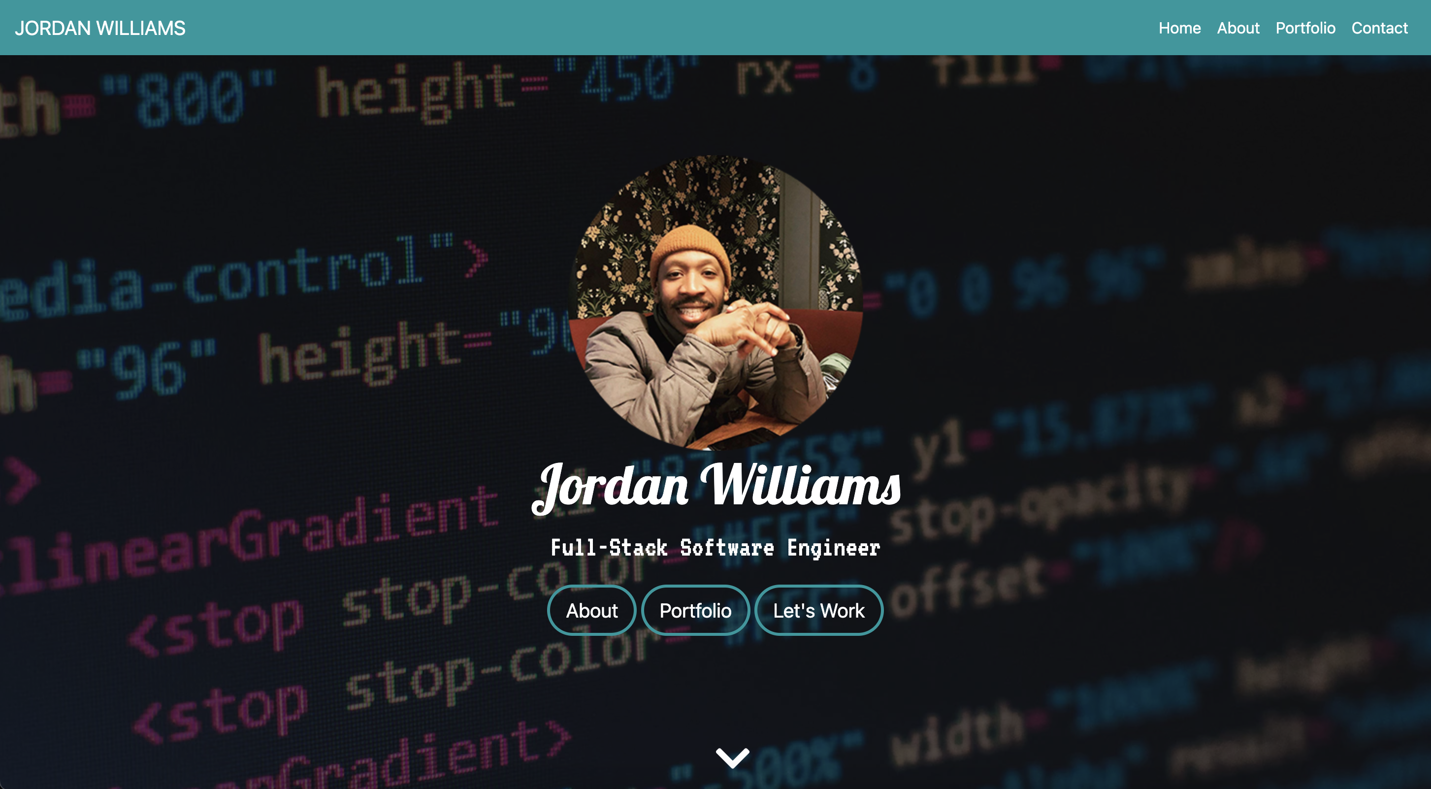 A screenshot of Jordan in a restaurant with a bio under it.